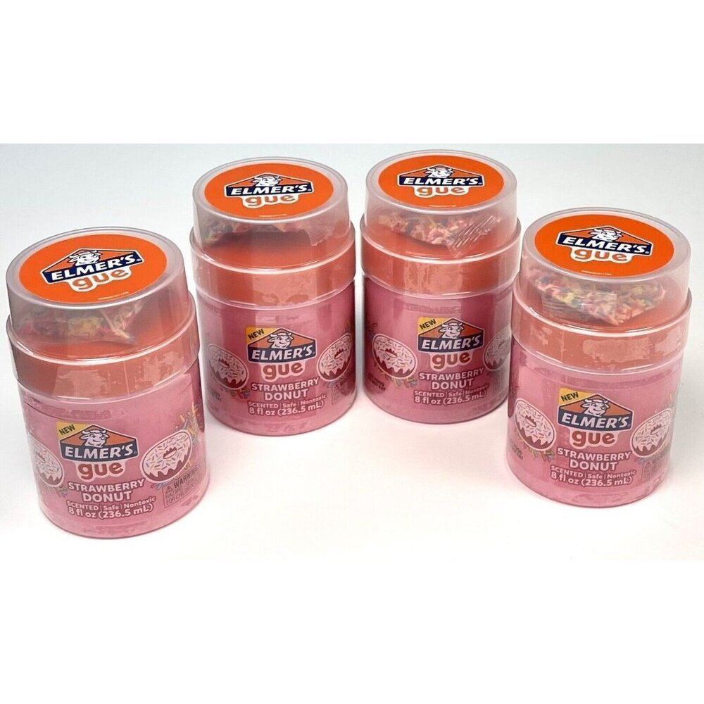 4pk ELMER'S Gue 8oz Strawberry Donut Scented Safe Non-Toxic PRE-MADE SLIME NIP